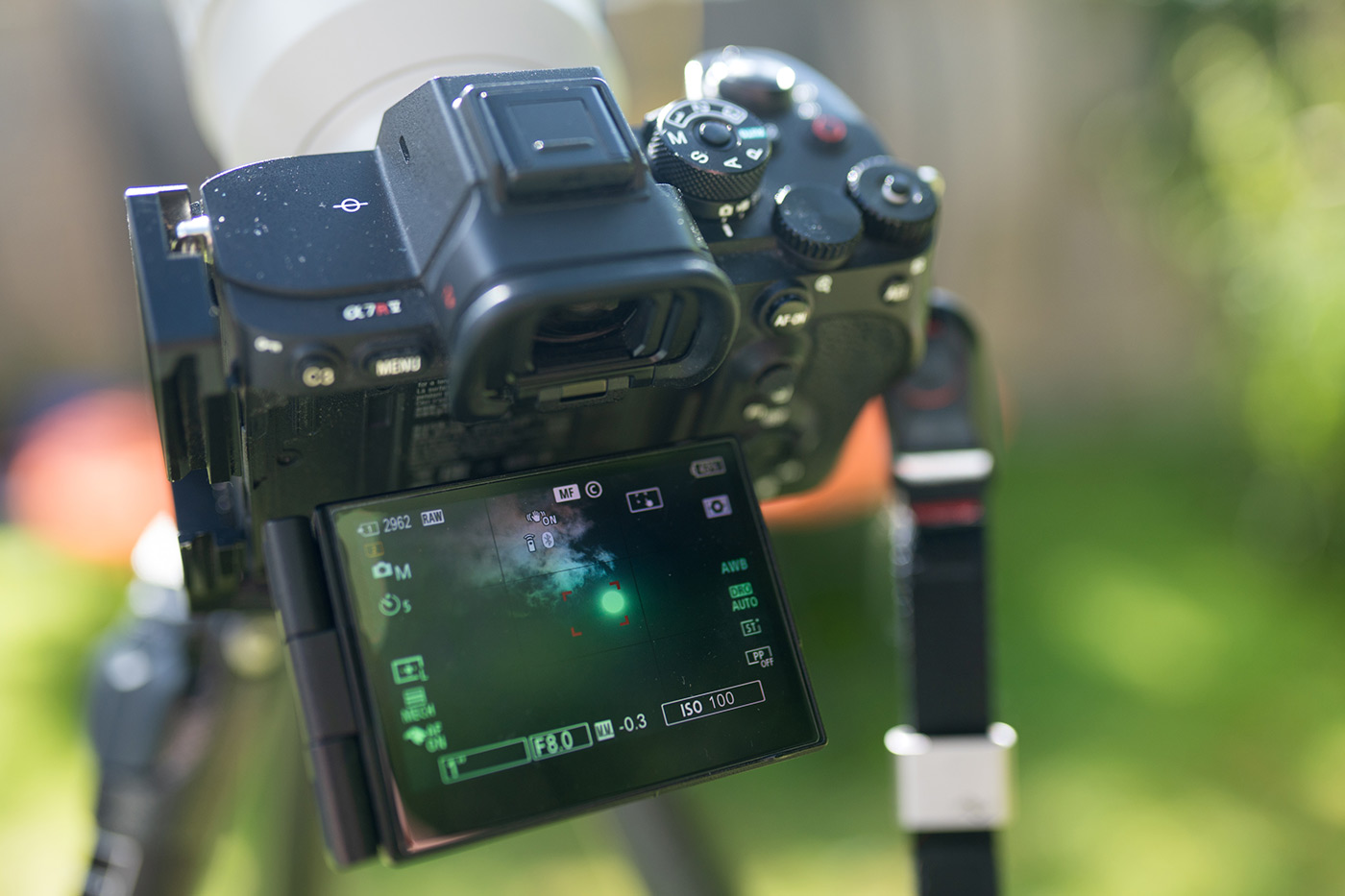 What you can expect to see through the LCD screen on your camera when the solar filter is attached.