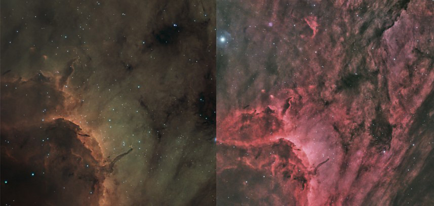 OIII and Ha data Pelican comparison