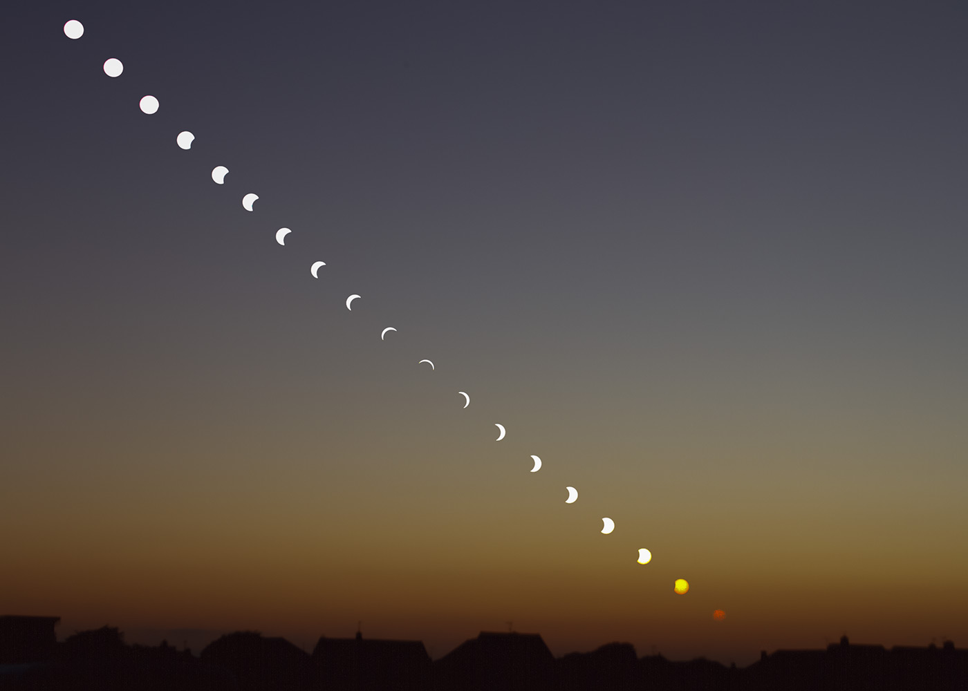 Solar eclipse multiple stacked images