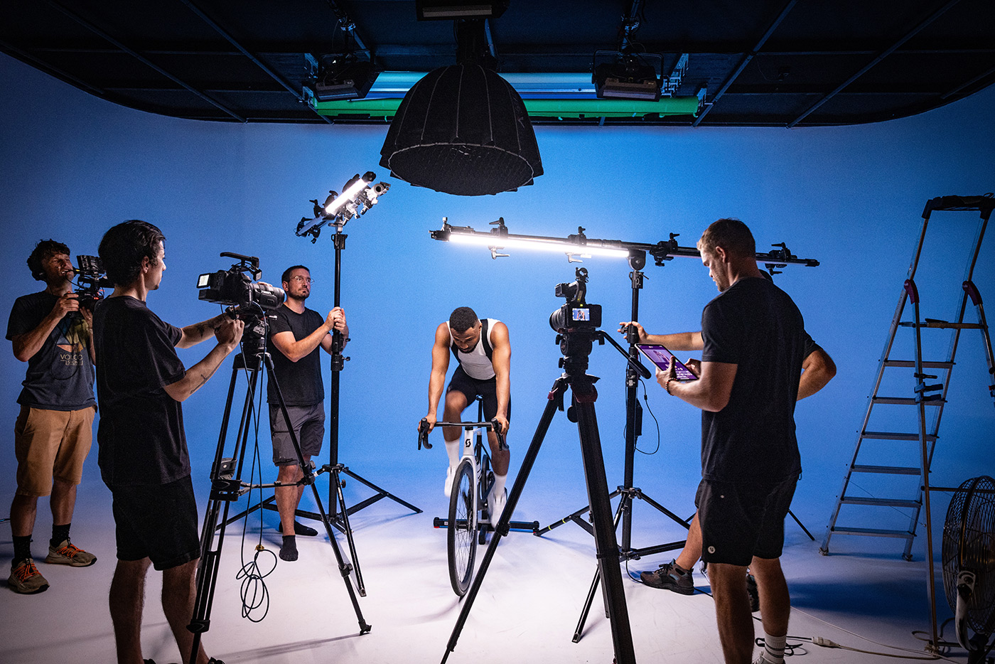 Recording in the studio with a small production team