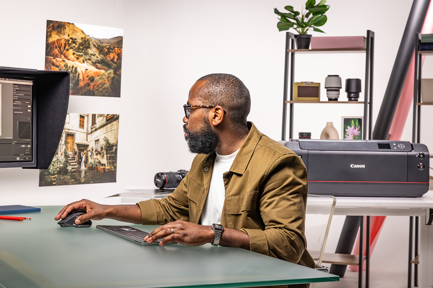 Printer in the home office of a photographer