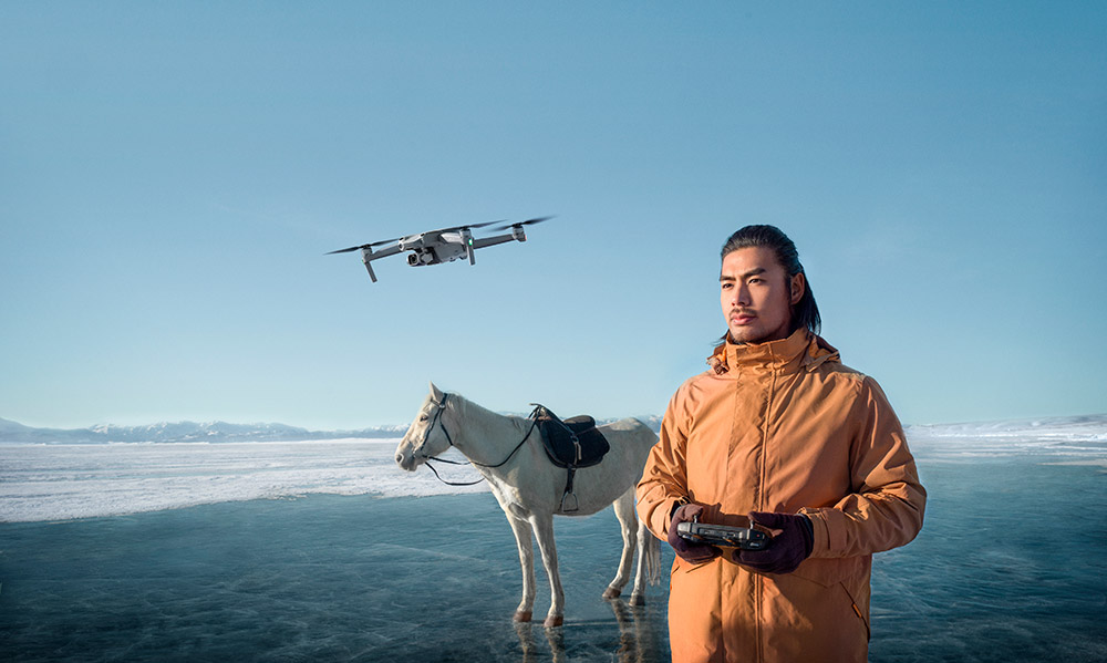 DJI flying over ice