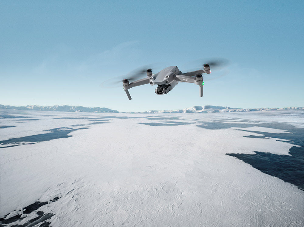 Piloting over snowy tundra