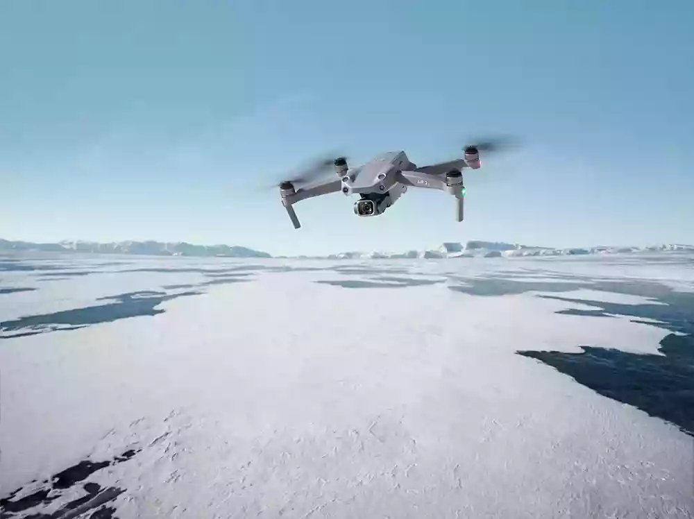 Piloting over snowy tundra