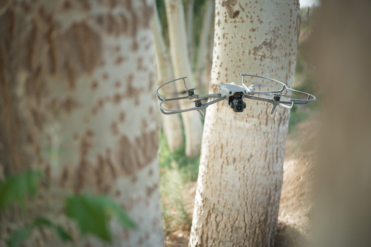 Flying with prop guards through trees