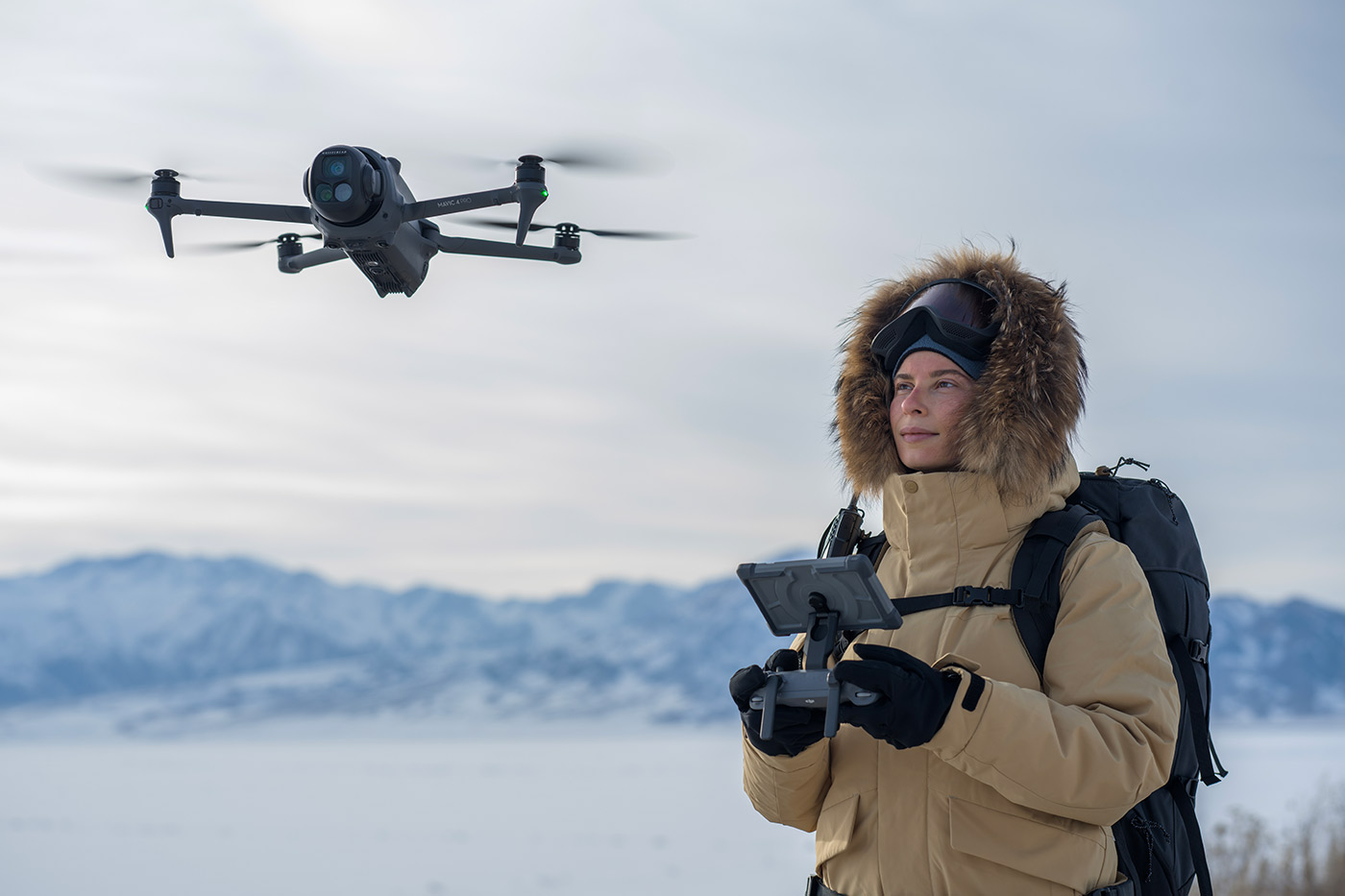 Takeoff with the Mavic 4 Pro drone on location