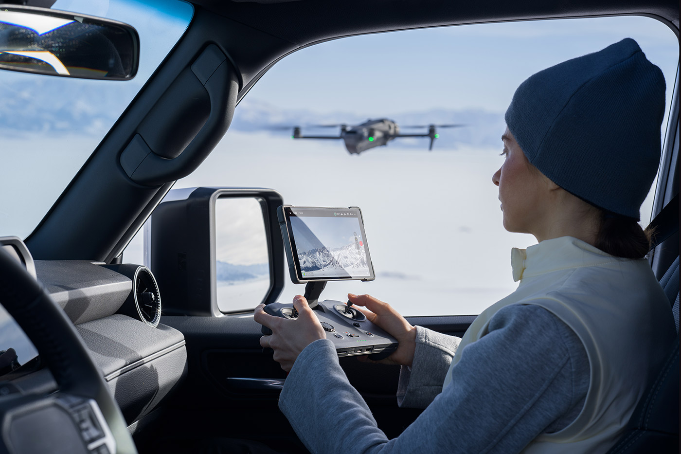 Controlling the Mavic 4 Pro from car on location