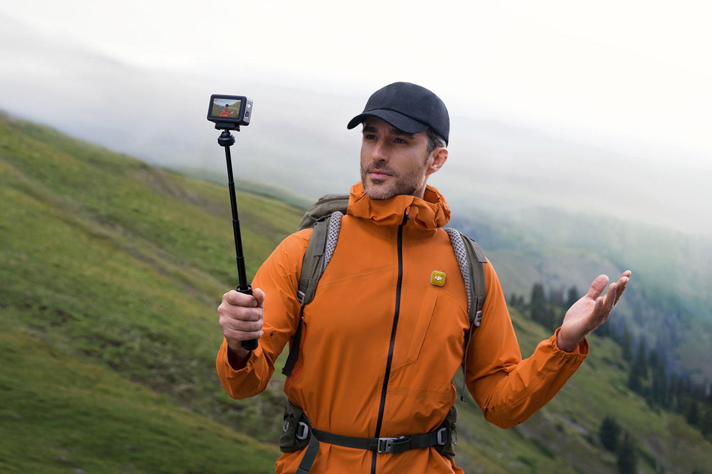 Another image of vlogging this time hiking during travel with Nini 2 microphone