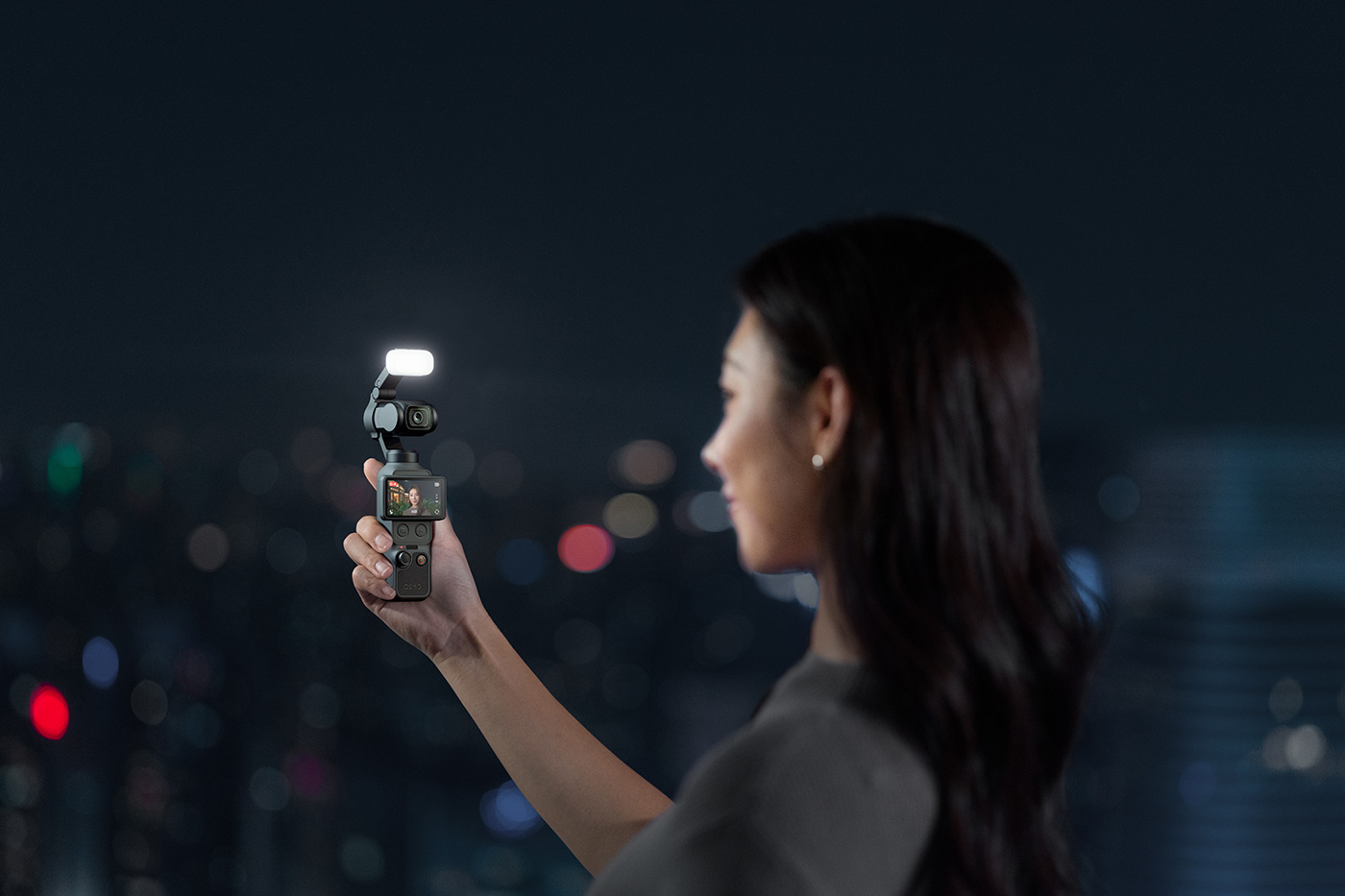 Vlogging with the optional fill light