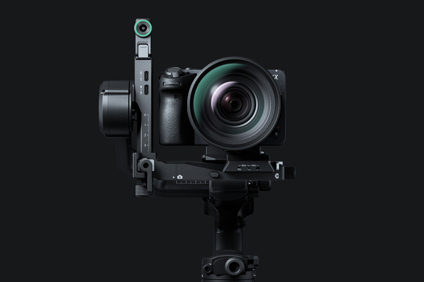 Front view of a balanced camera setup