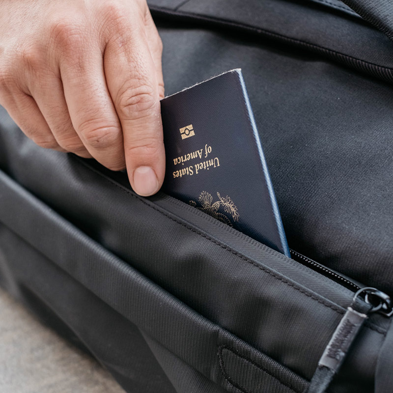 Secure passport zipped pocket