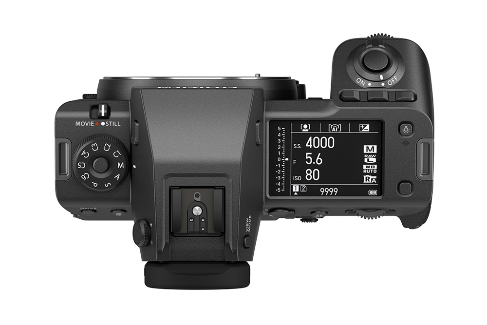 Top body panel with new high res screen on Fujifilm GFX 100 II camera
