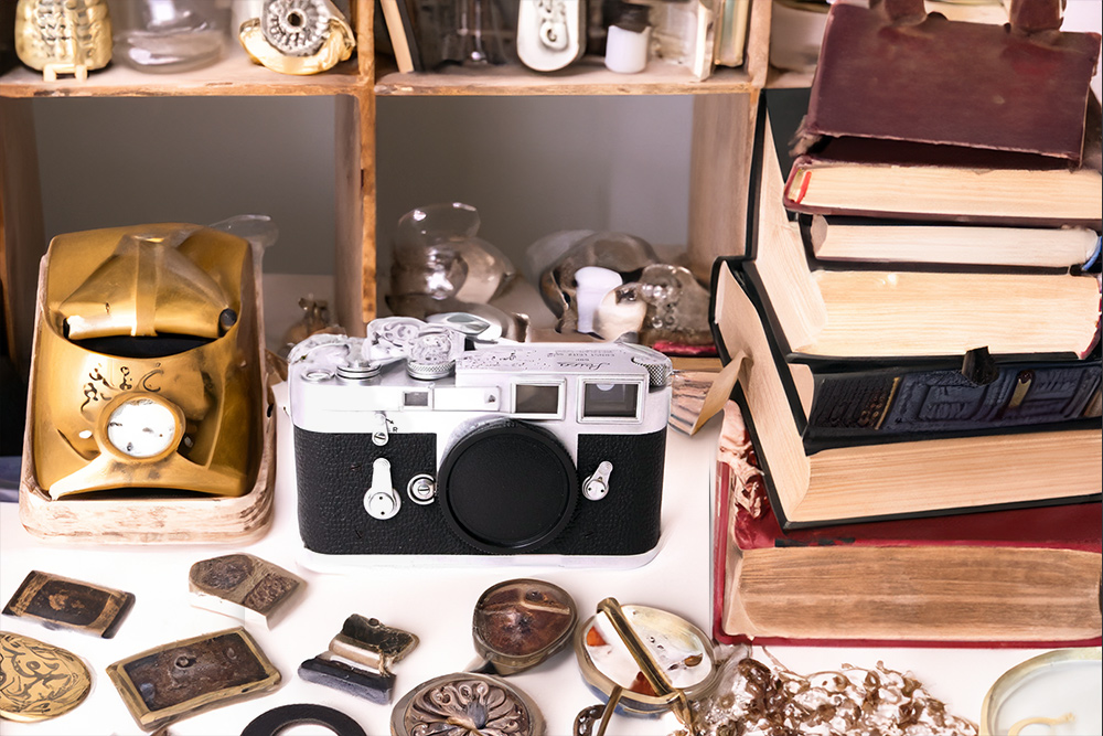 Vintage camera in second hand junk shop