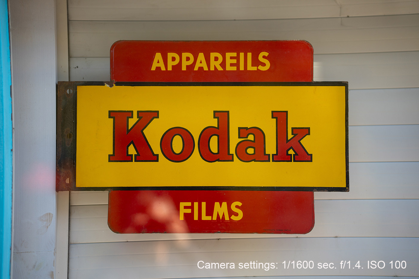 Sample 04 Shop Sign. Camera settings: 1/1600 sec. f/1.4. ISO 100