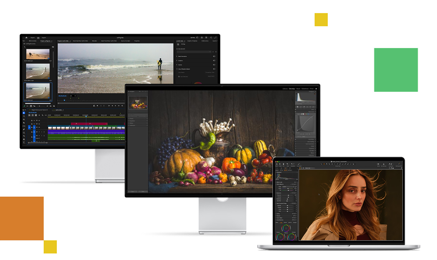 Three Apple mac computer screens