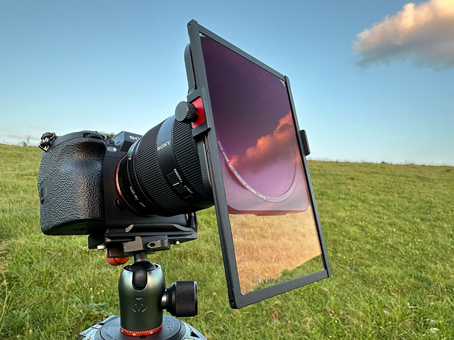 Sunset reflected in the GND front filter