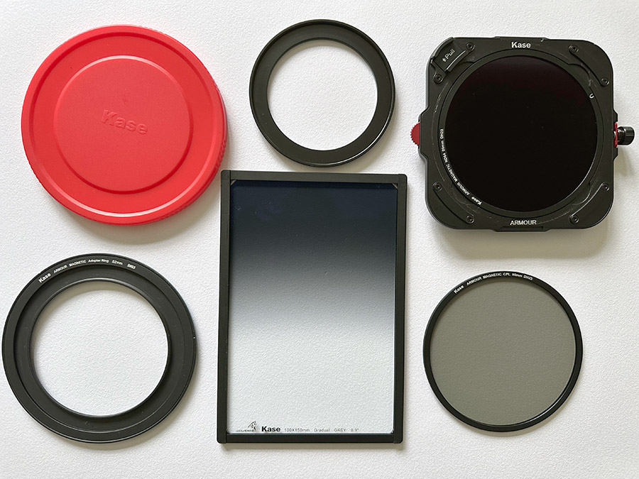 Image showing filters from the Kase Armour Entry Kit all laid out