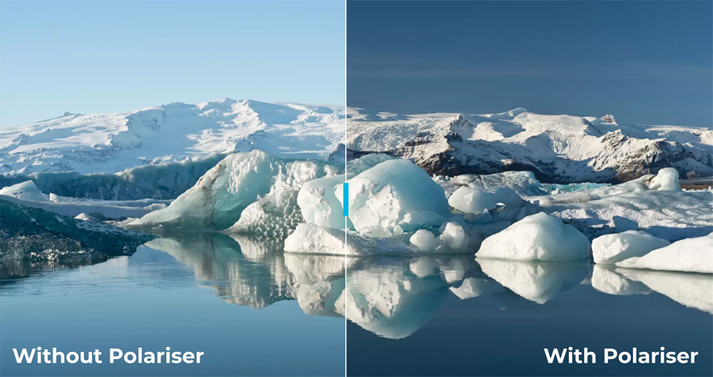 Before and after polariser image