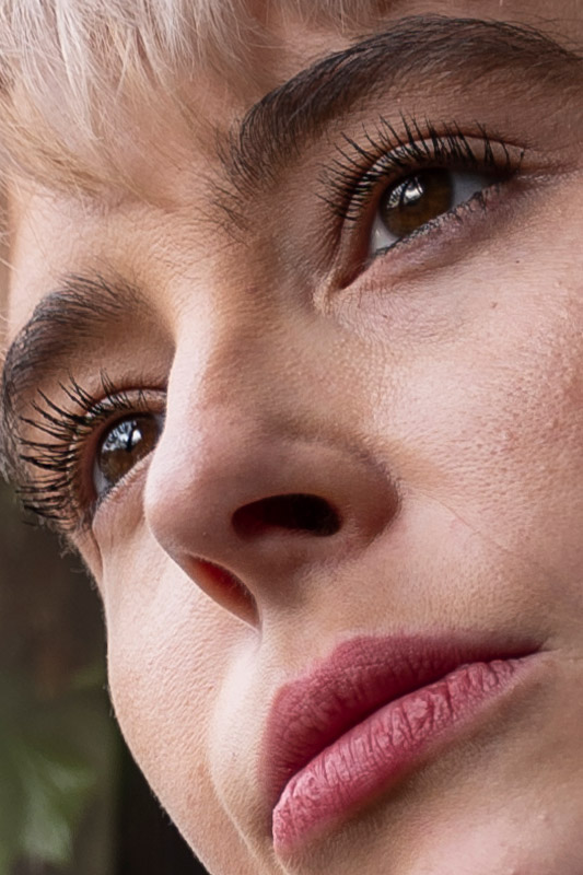 100 percent crop of models face