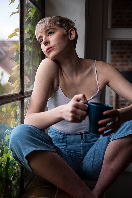 Naturally lit portrait wide open f/2.8