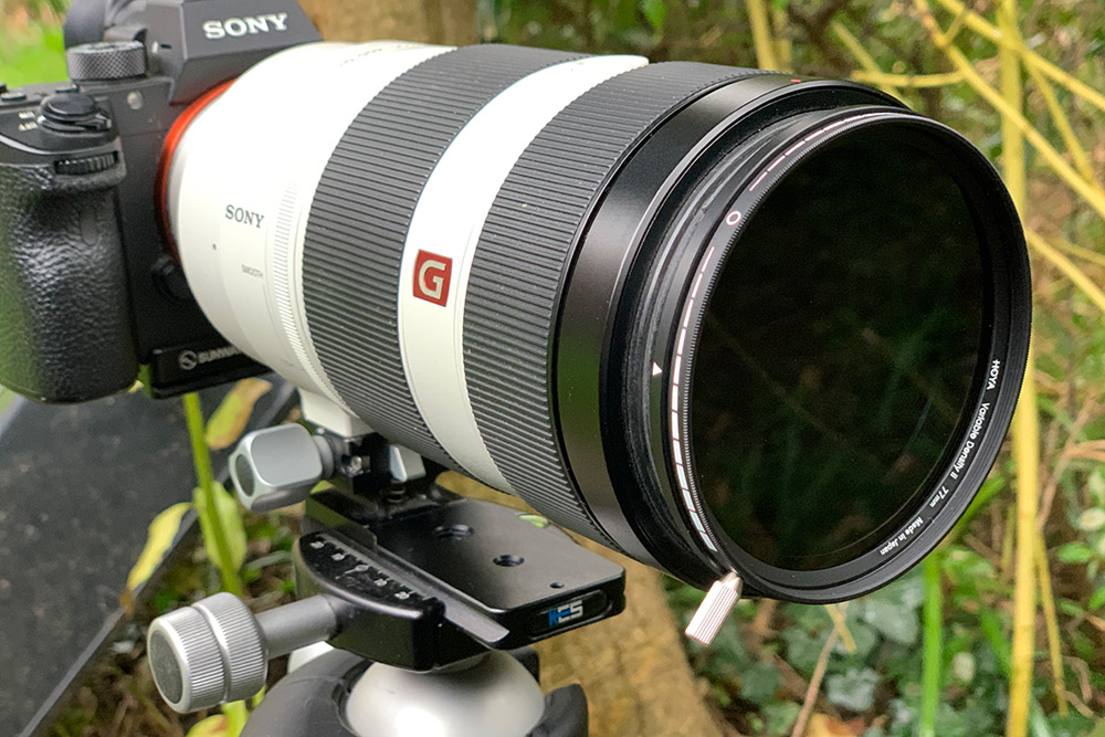 ND Filter mounted to telephoto lens