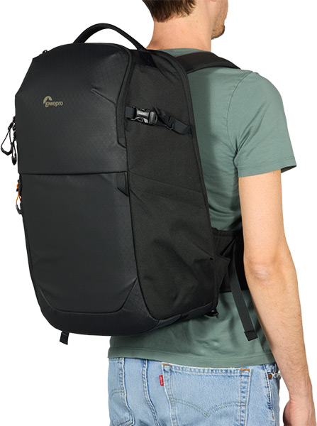 Lowepro Fastpack IV camera backpack being worn