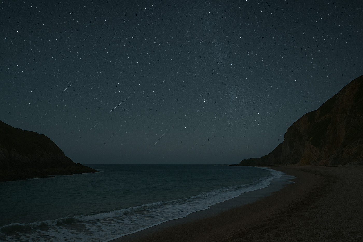 What AI thinks a cornish nightscape with meteor showers looks like