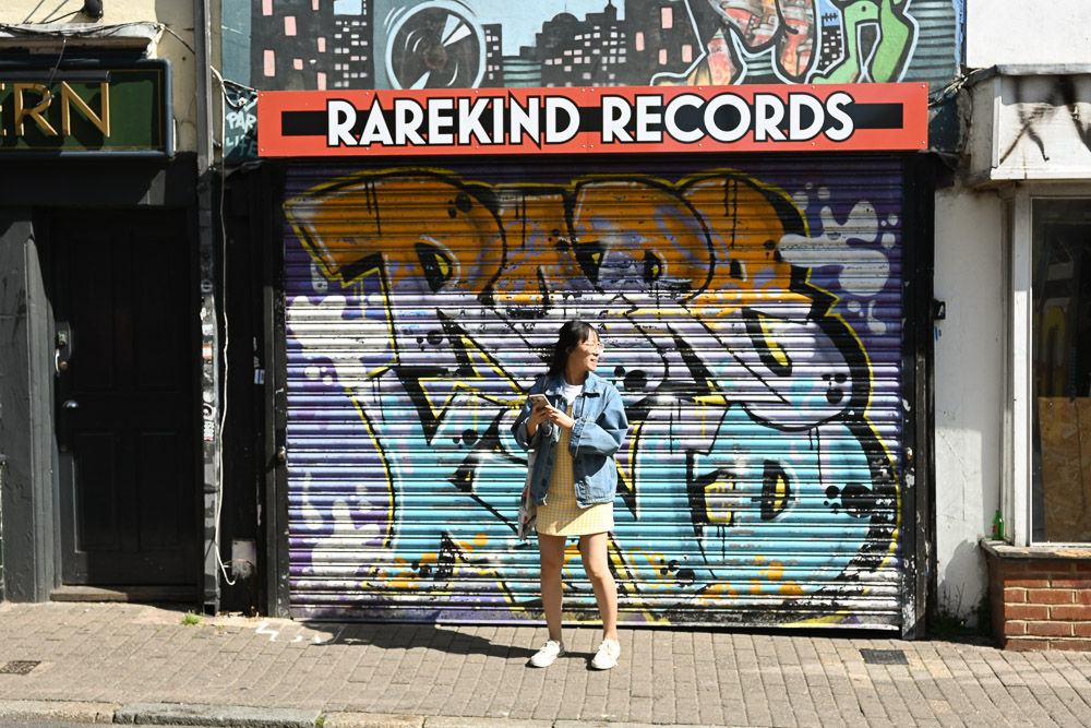 Street scene record store. Camera settings: 1/400 sec. f/5. ISO 100