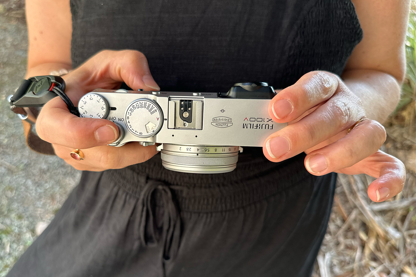 Main shutter speed control dial on Fujifilm X100V camera body