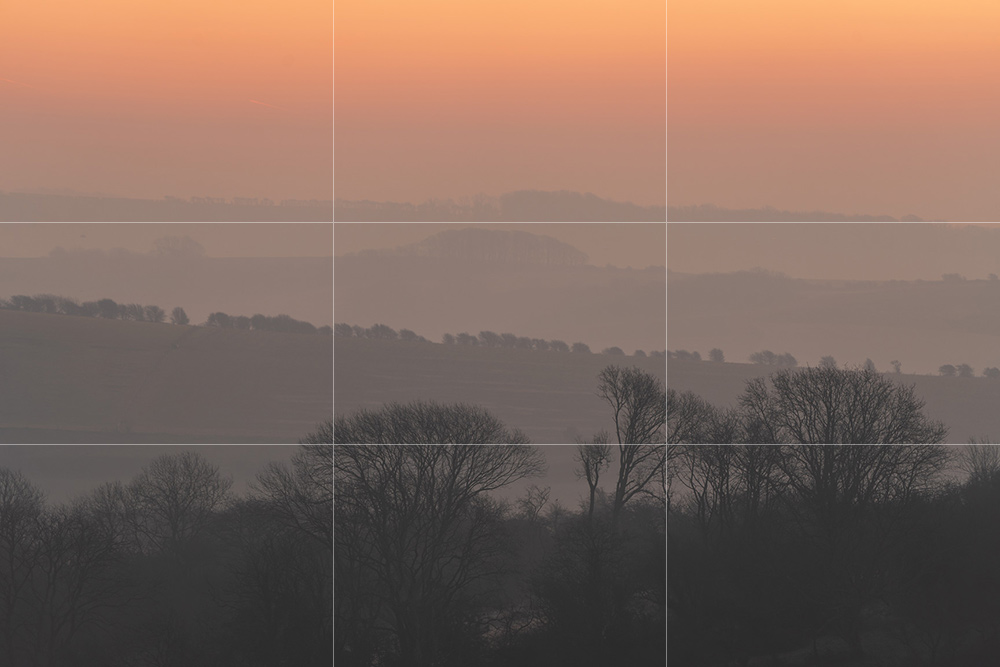 Creating layering with the rule of thirds for this landscape image