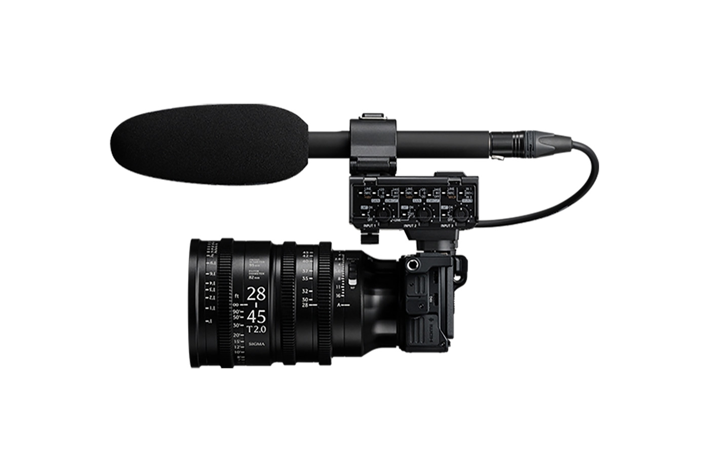 Another image with hte body rigged for video with a mic and XLR adapater