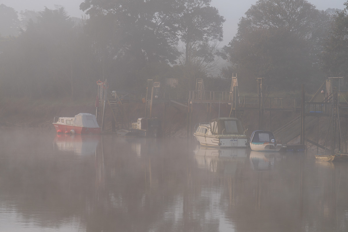 Atmospheric landscape shot with mist on river