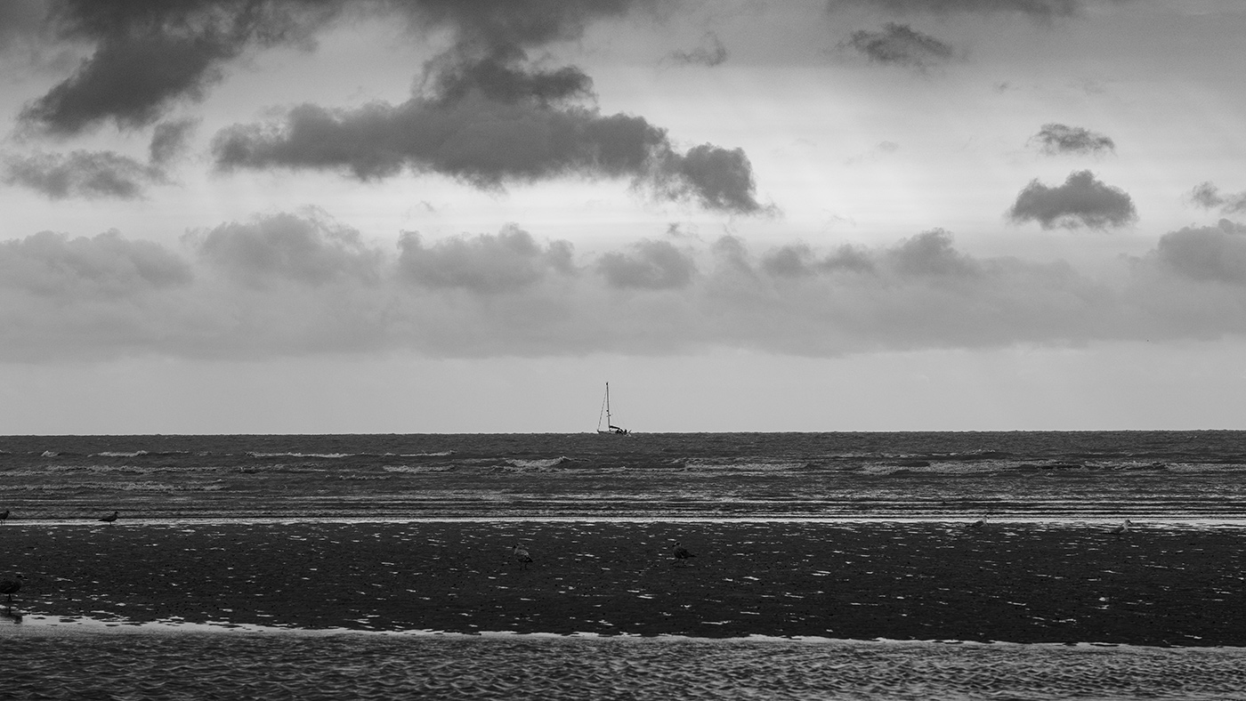 Sample image in B&W of sailing boat  Camera settings: 1/800 sec. f/5.6. ISO 200