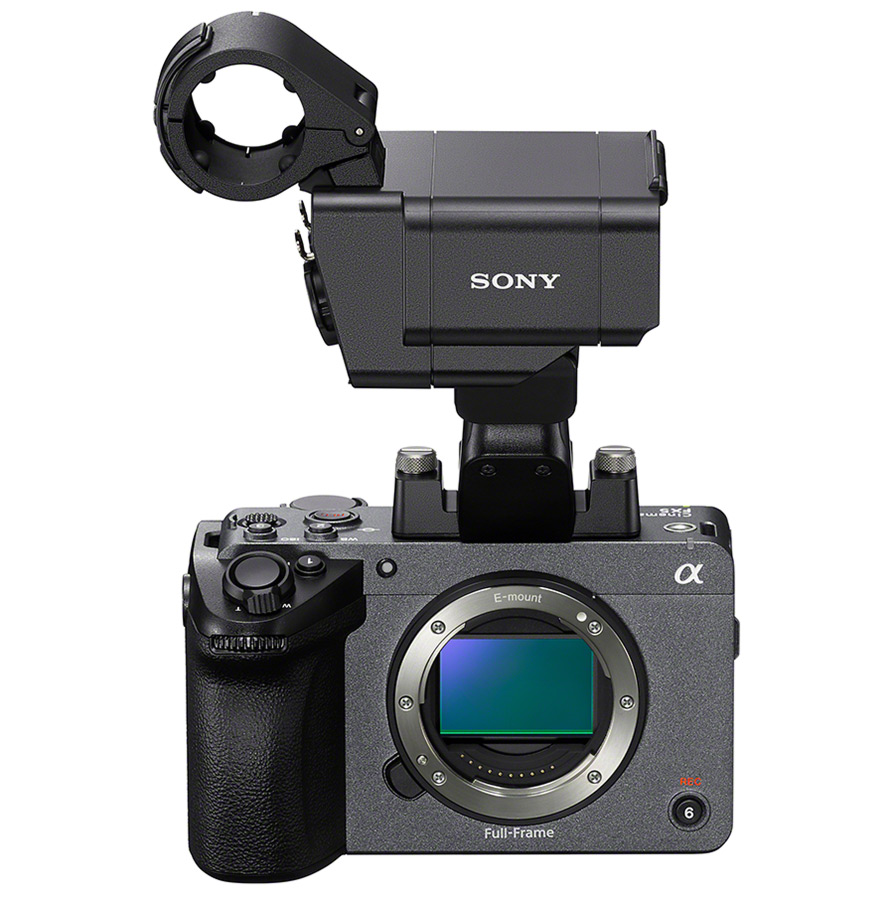 Font of camera with the XLR handle unit attached