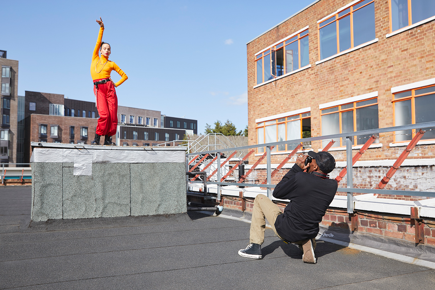 Shooting fashion on a rooftop