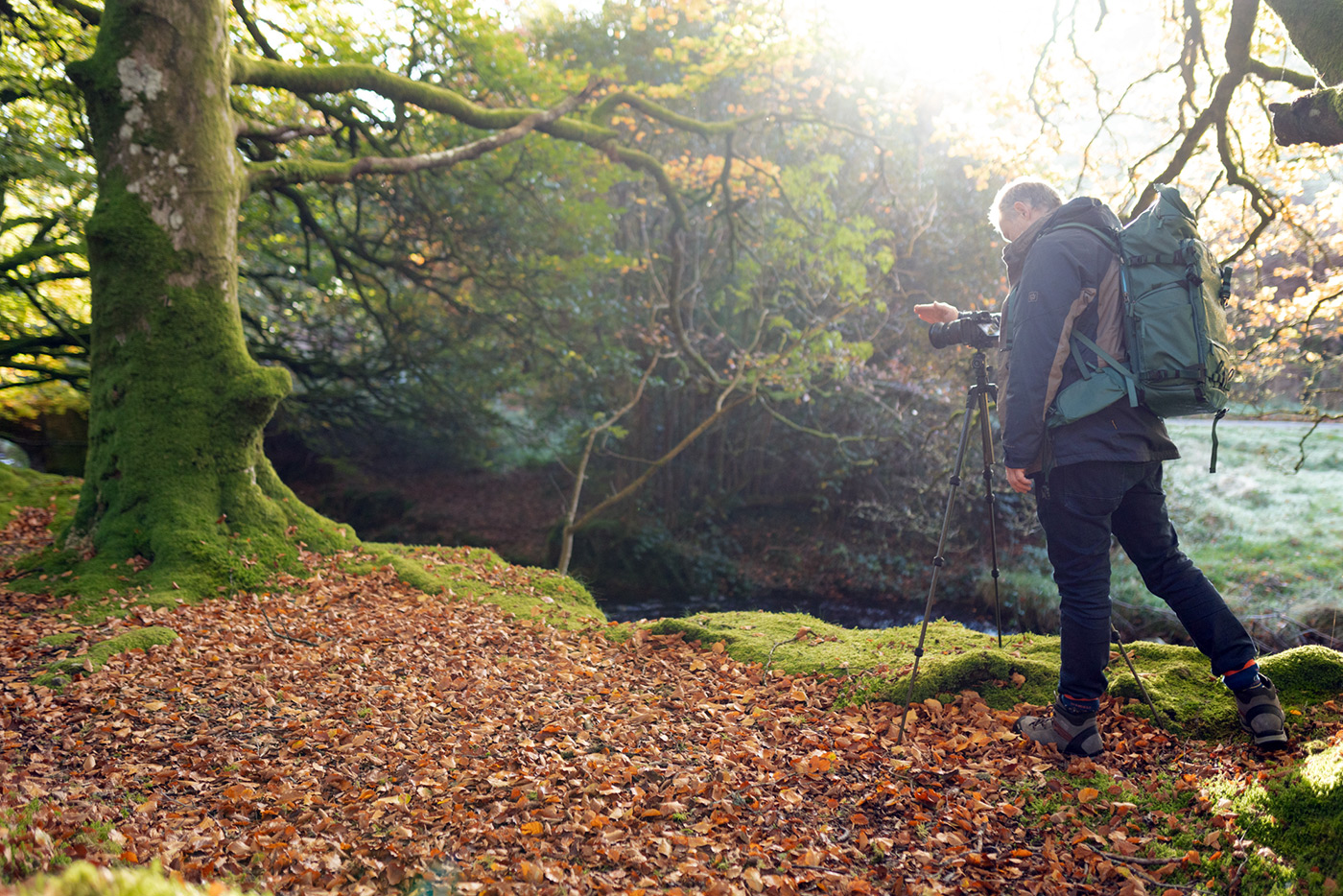 Landscape photography with the backpack on