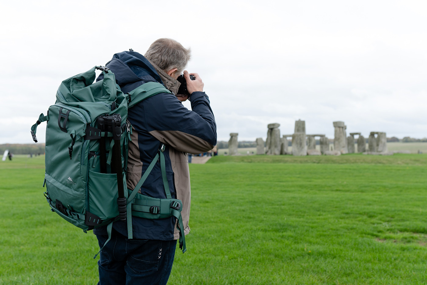 capturing Stone Henge with the backpack on