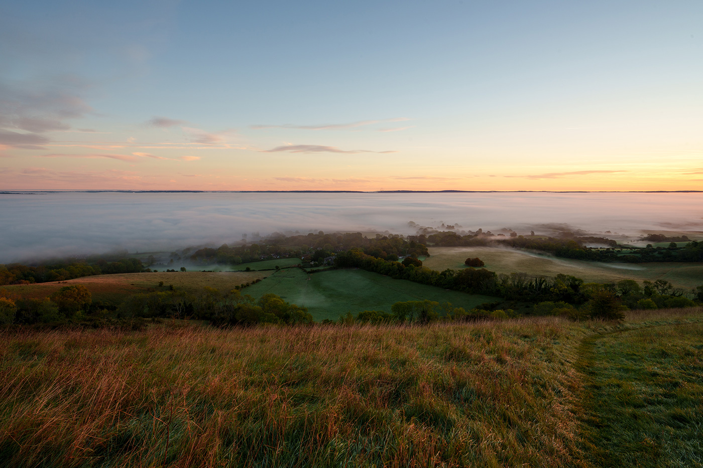 Sample 11 First light over a cloud inversion in the Weald at 20mm. Camera settings: 1/6 sec. f/16. ISO 100.