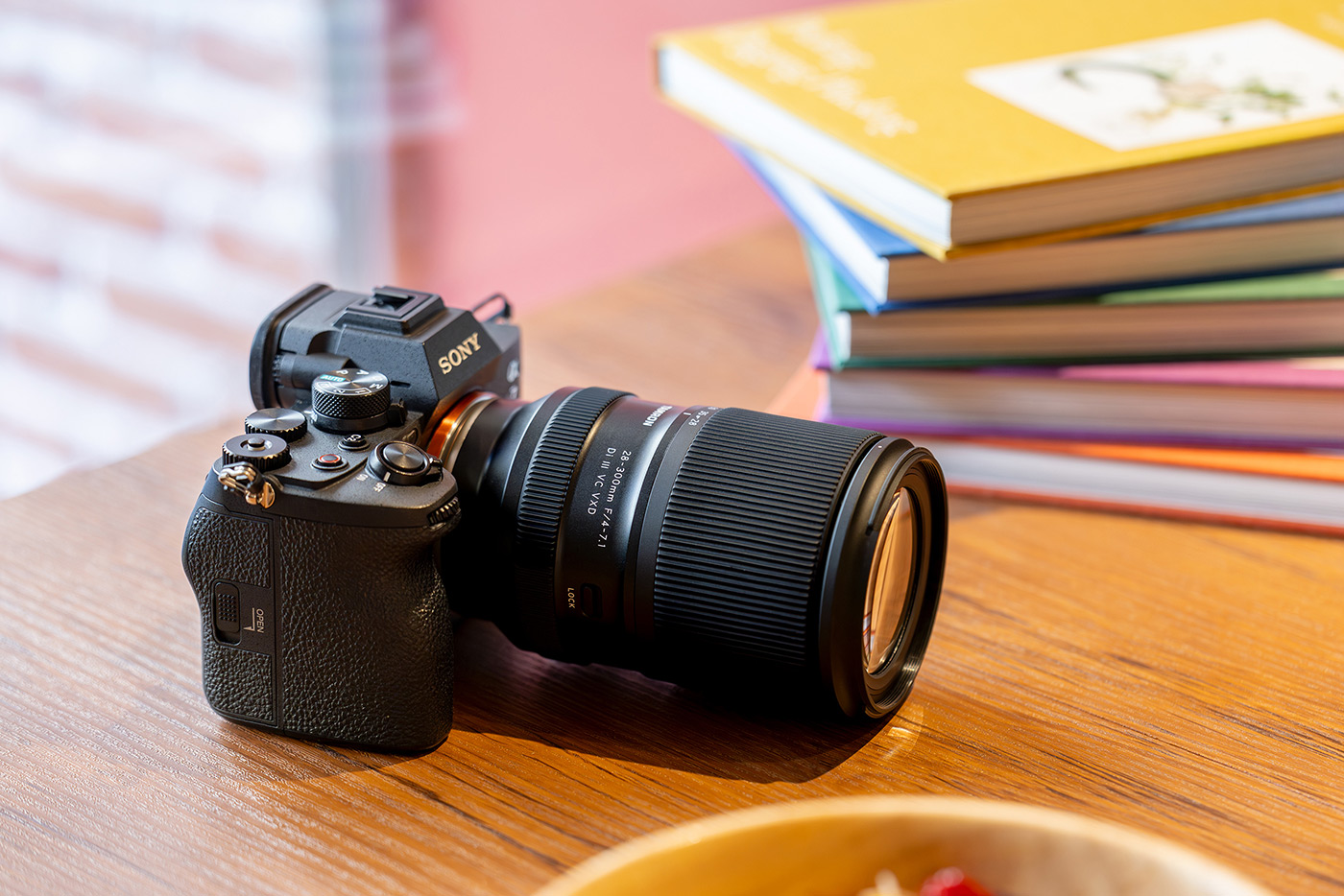 Mounted on a Sony camera showing how compact the all-in-one zoom is