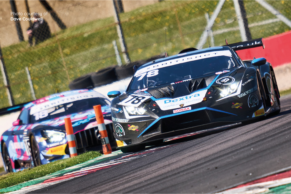 A McLaren 720S GT3 Evo at the British GT Championship at Donington Park. 2025