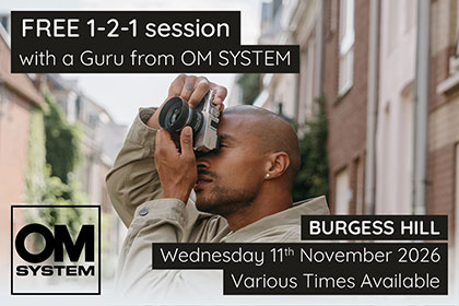 FREE in-store 1-2-1 sessions with Park Cameras & OM SYSTEM