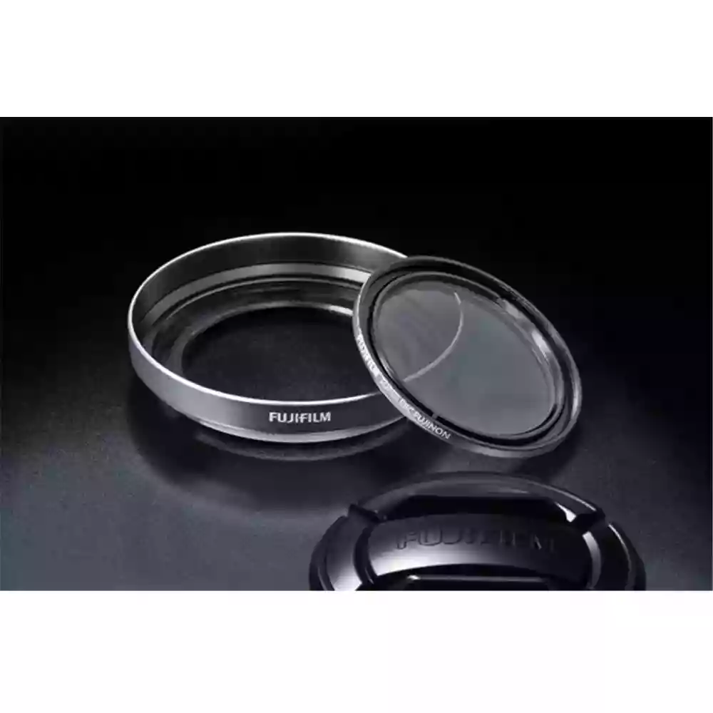 Fujifilm X10/X20/30 Lens hood & Filter kit Silver