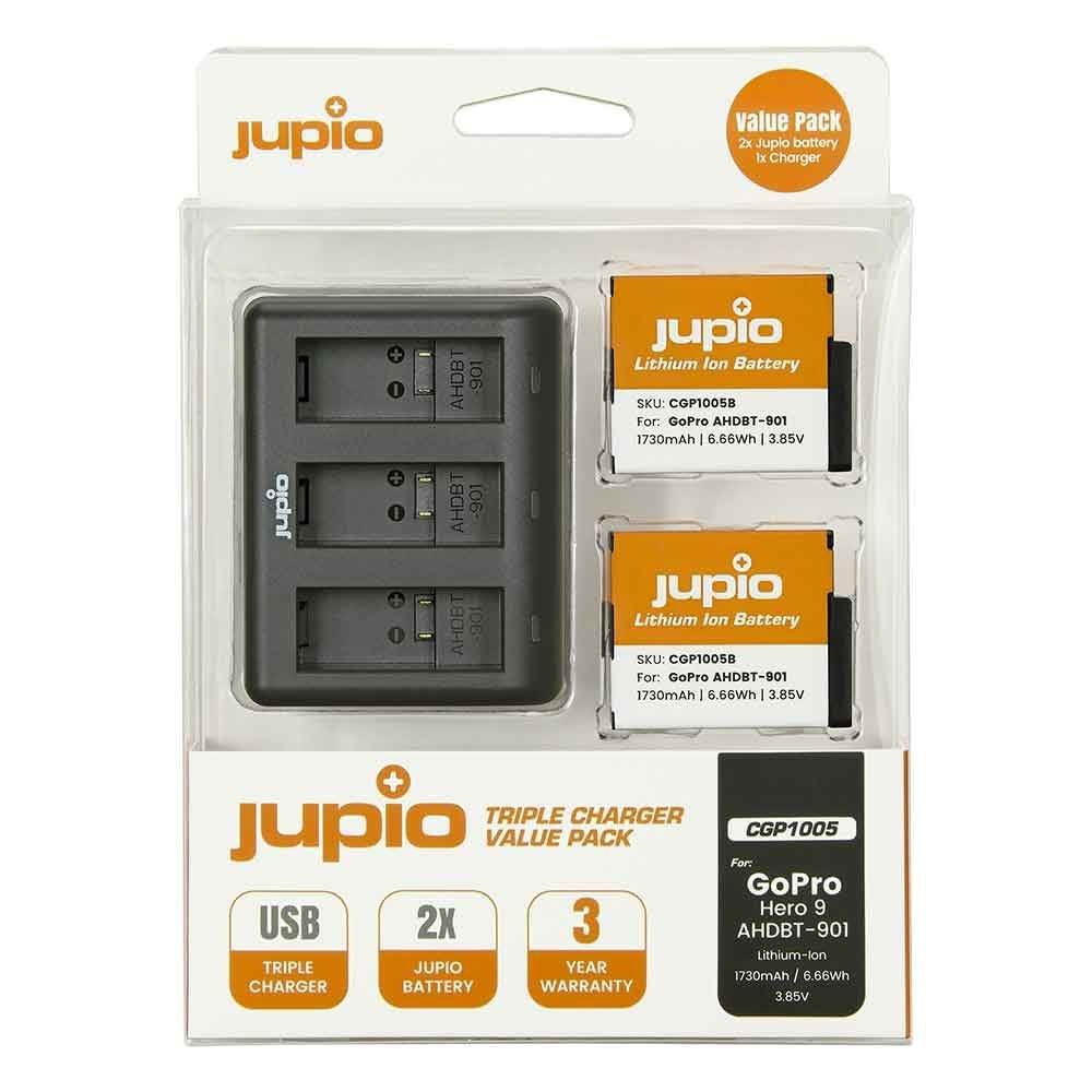 Jupio Value Pack 2x Battery GoPro HERO 9 & HERO 10 + Compact USB Triple Charger