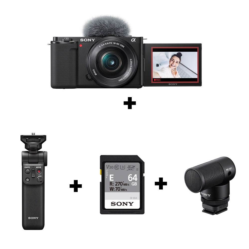 Sony ZV-E10L Creator Kit with 16-50mm Lens, Remote Grip and Mic