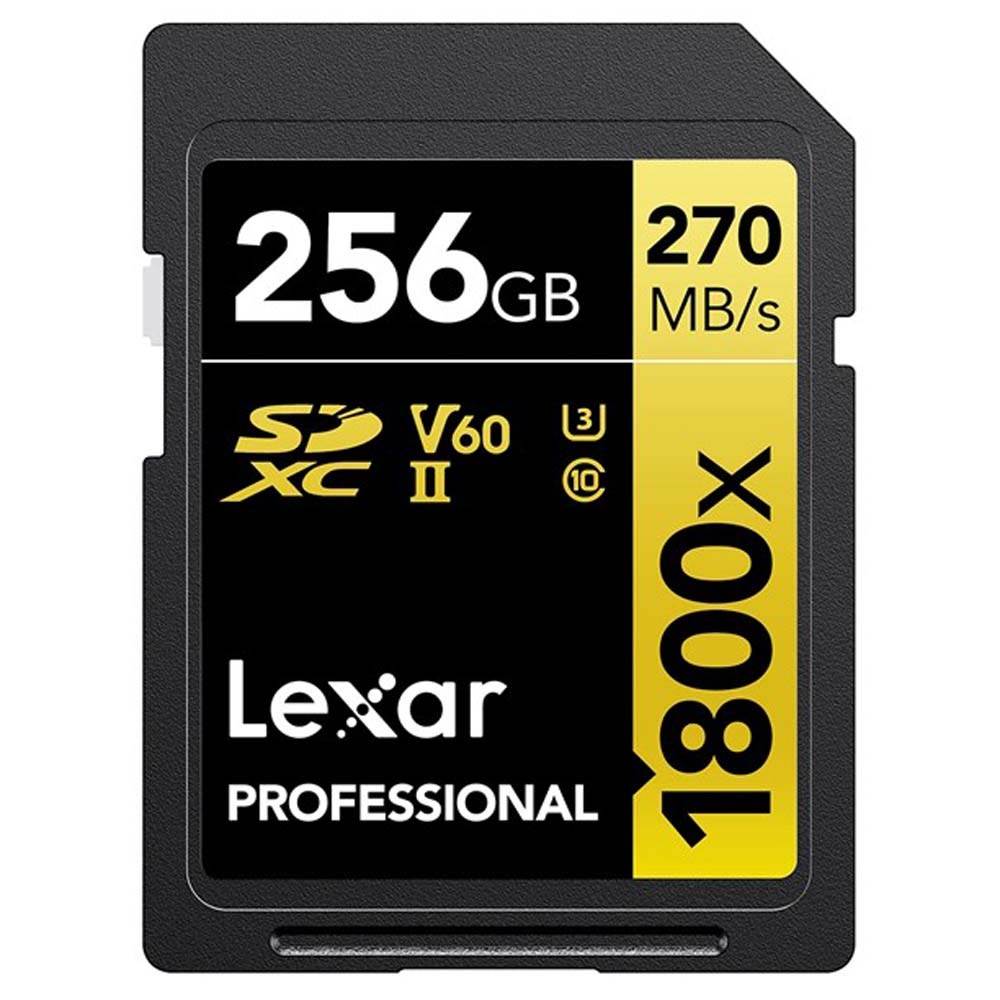 Lexar 256GB Professional 1800x 270MB/s UHS-II V60 SDXC Card Gold