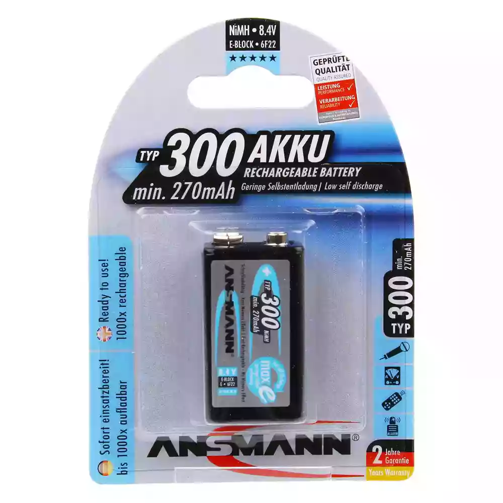 Ansmann MAXe 9V 250mAh Rechargeable Battery