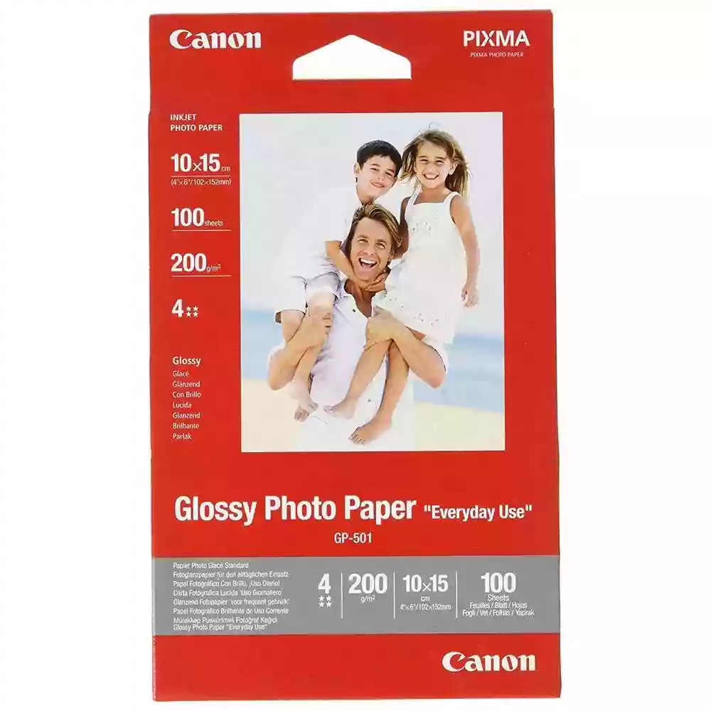 Canon GP-501 (10cm x 15cm) 170g/m2 Glossy Photo Paper (White) 1 Pack of 100 Sheets