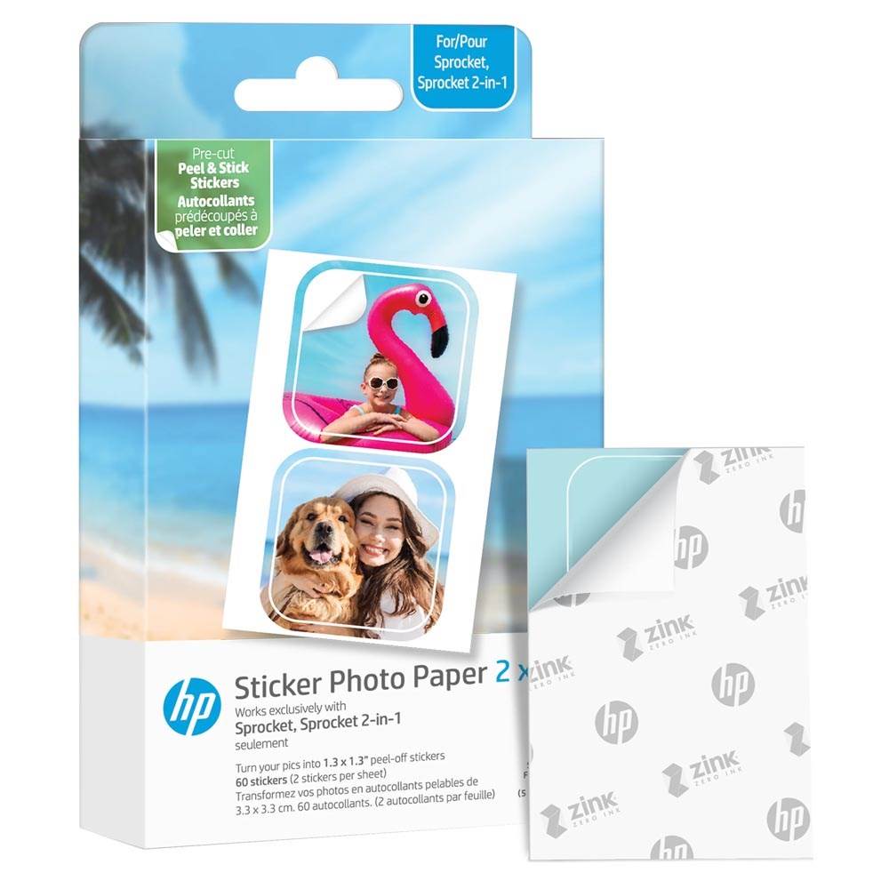 HP Sprocket 2x3 Inch Premium Zink Pre-Cut Sticker Paper 30 Sheets