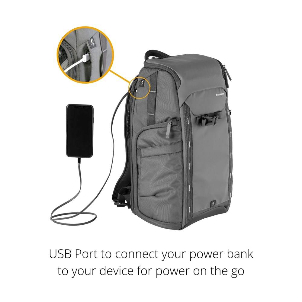 Side access outlet camera backpack