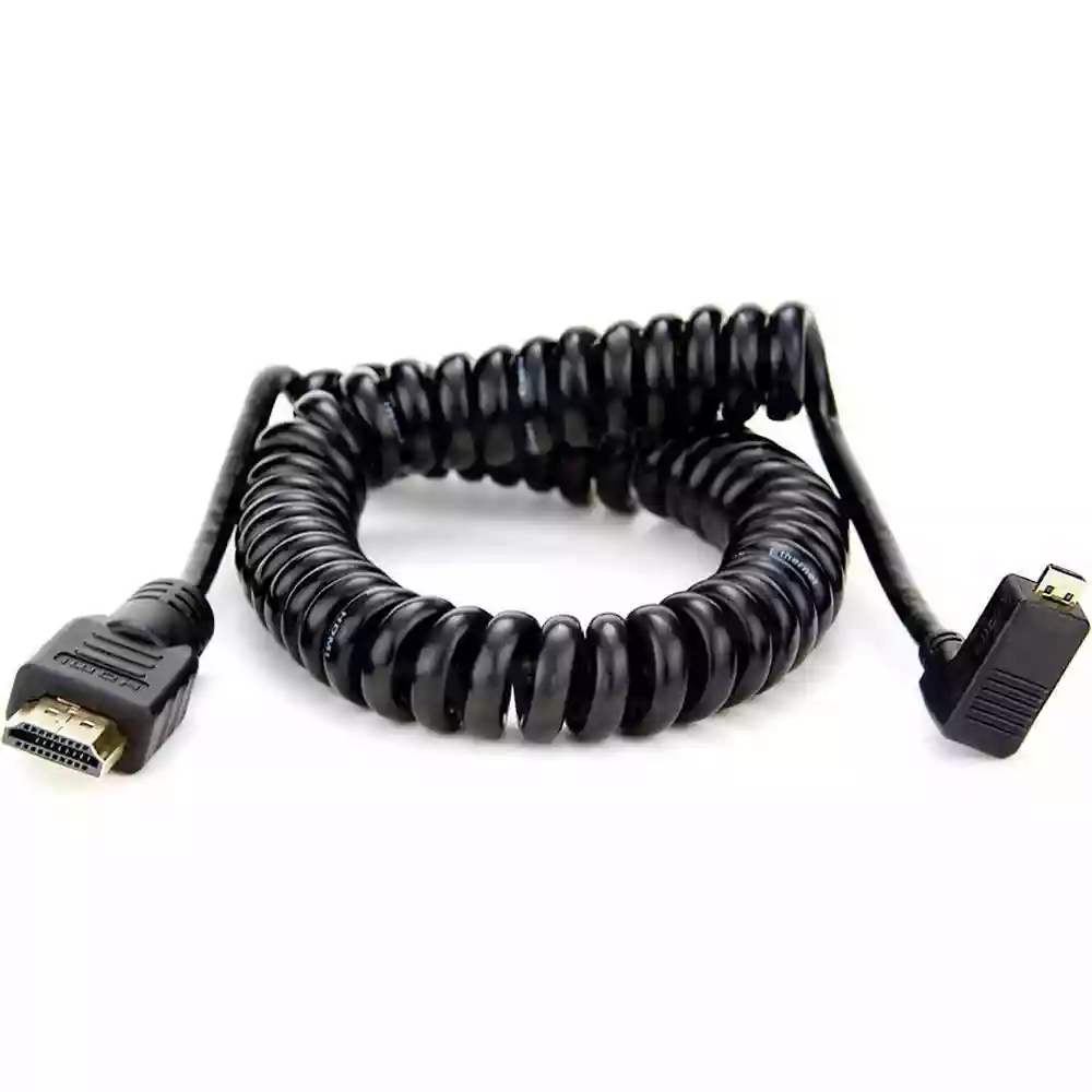Atomos Coiled Right-angle Micro HDMI To Full HDMI Cable (50-65cm)